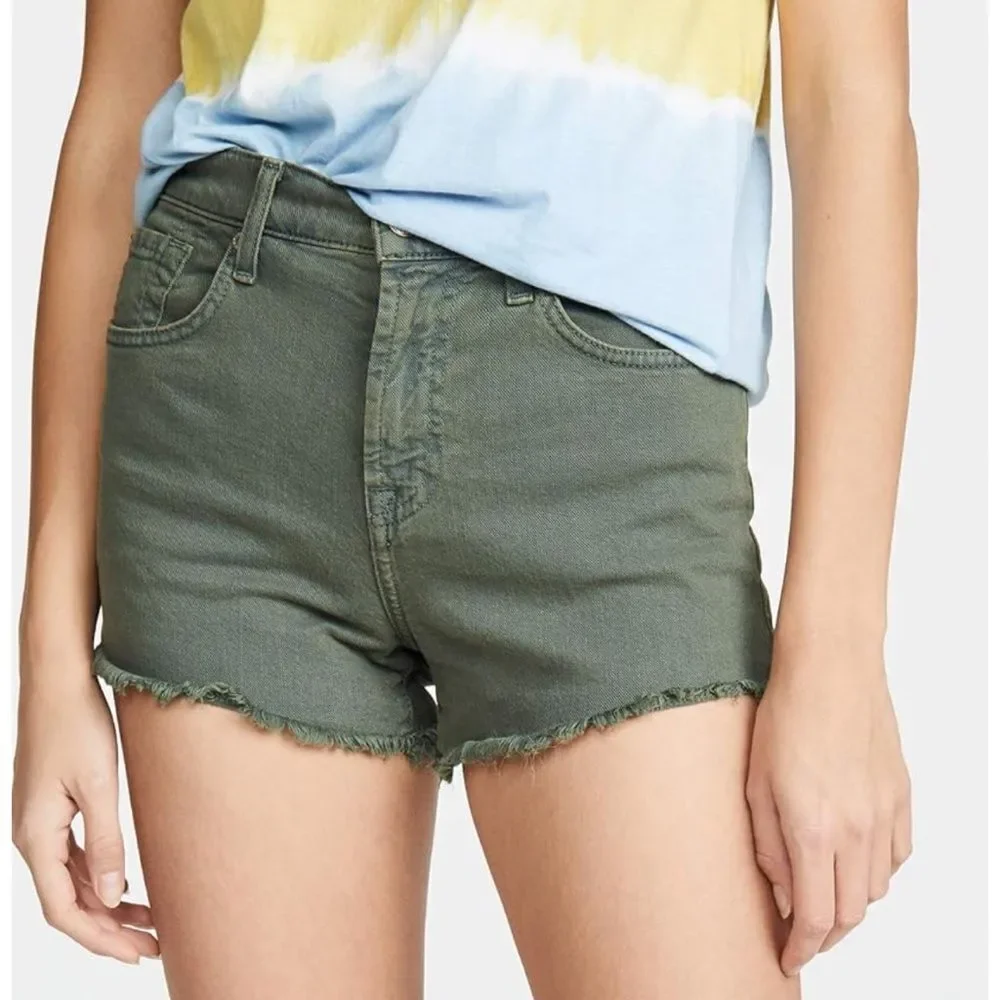 7 For All Mankind High Waist Green Shorts